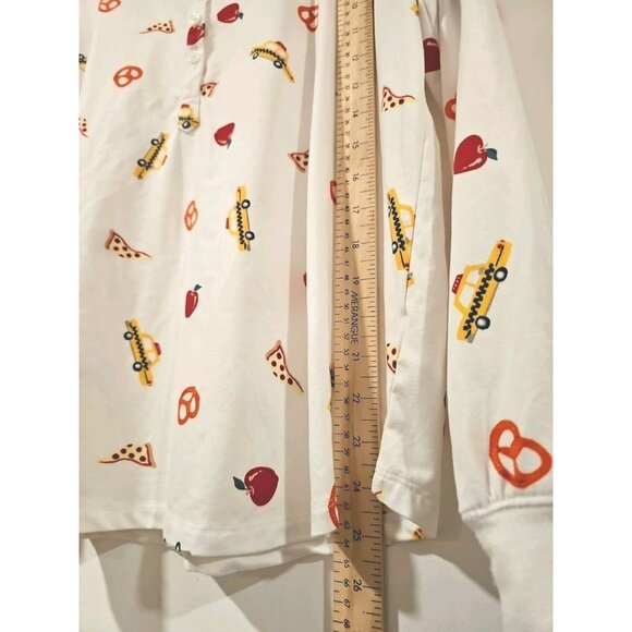 Kate Spade Apple Pretzel Car Pajamas 2 Piece Set XL Ivory Stretch Comfy - Picture 7 of 12